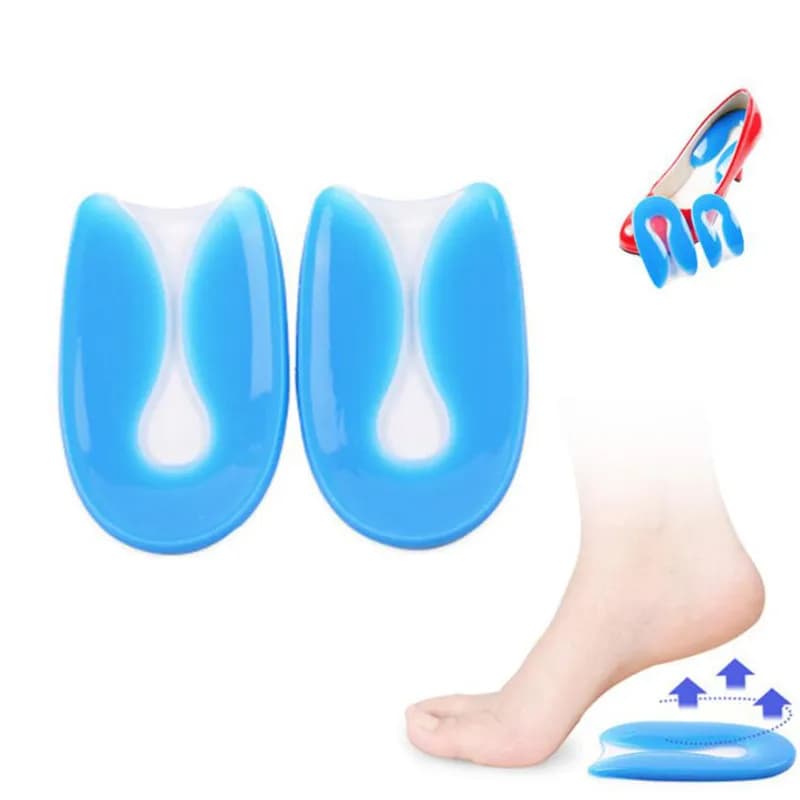 1 par de alívio da dor nos pés, gel de silicone em forma de u, fascite plantar, protetor de calcanhar, almofada de esporão, palmilha de inserção de sapato, homens e mulheres