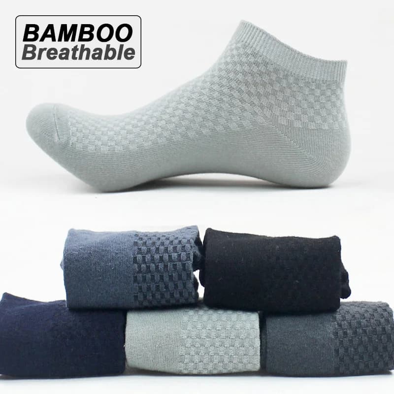 5 pares/lote meias de fibra de bambu dos homens negócios curto respirável tornozelo meias masculinas alta qualidade tamanho grande EU39-48