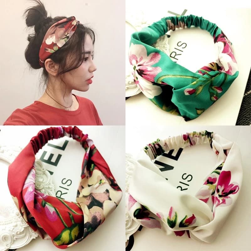 Mulheres meninas verão boêmio faixas de cabelo impressão headbands retro cruz turbante bandagem bandanas hairbands acessórios para o cabelo headwrap