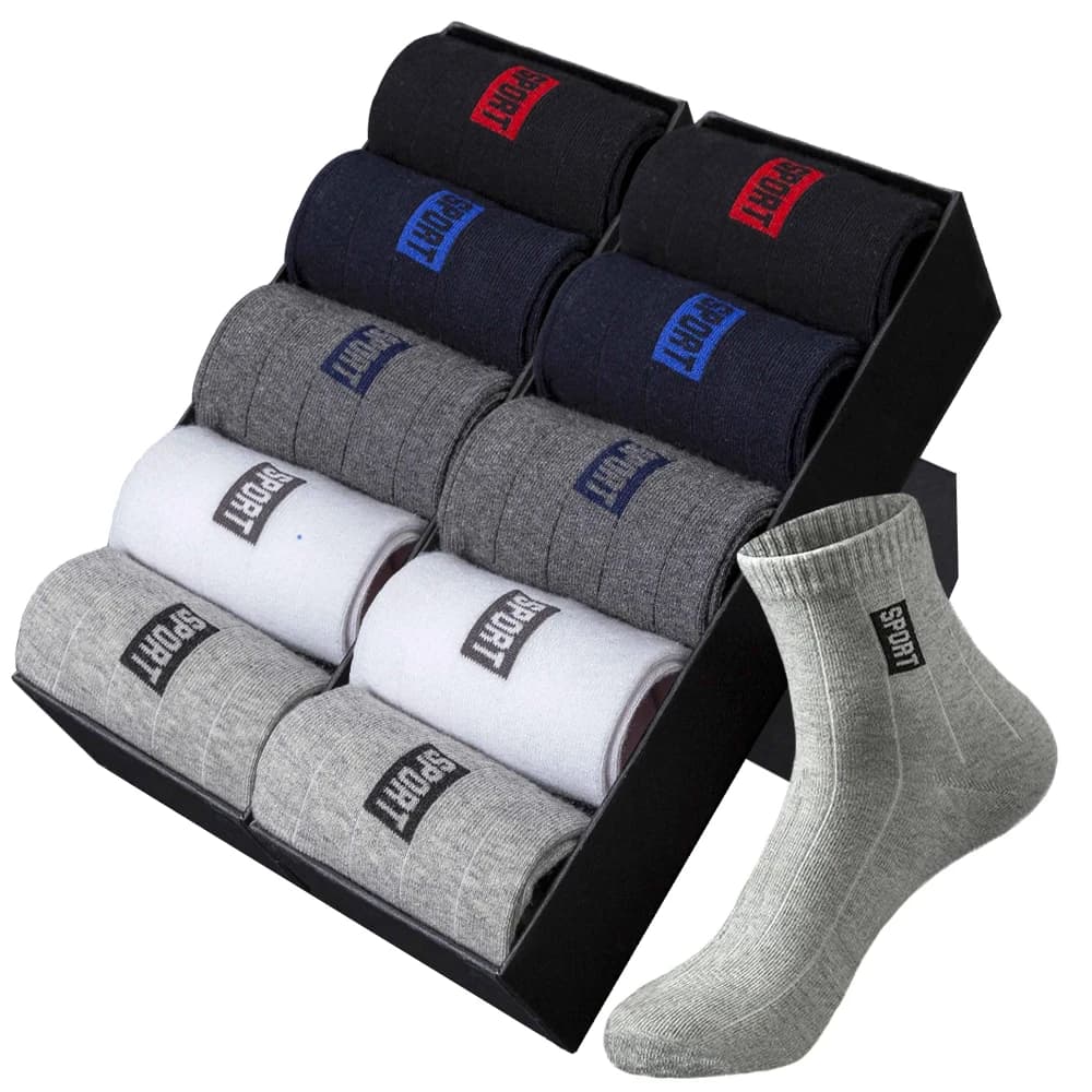 20 pçs = 10 pares de meias masculinas de alta qualidade algodão respirável suor-absorvente tubo médio preto meias desodorante negócios presente meia
