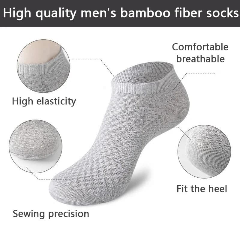5 pares/lote meias de fibra de bambu dos homens negócios curto respirável tornozelo meias masculinas alta qualidade tamanho grande EU39-48
