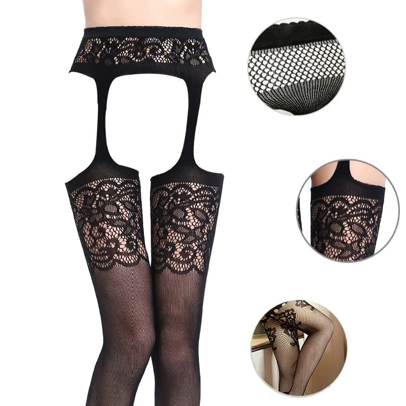 Mulheres sexy lingerie meias liga cinto listra meias elásticas preto fishnet meia coxa pura meia-calça dropship