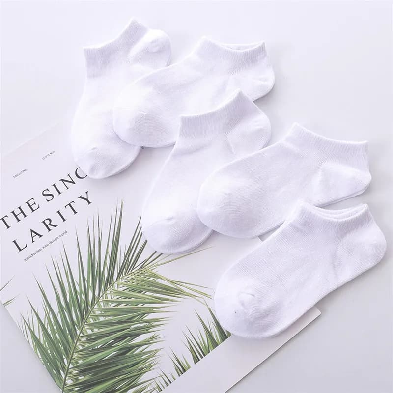 5 pares/lote 1 a 12 anos verão sólido branco meias de algodão para crianças meias primavera sem mostrar meias de corte baixo meninos meninas barco meias