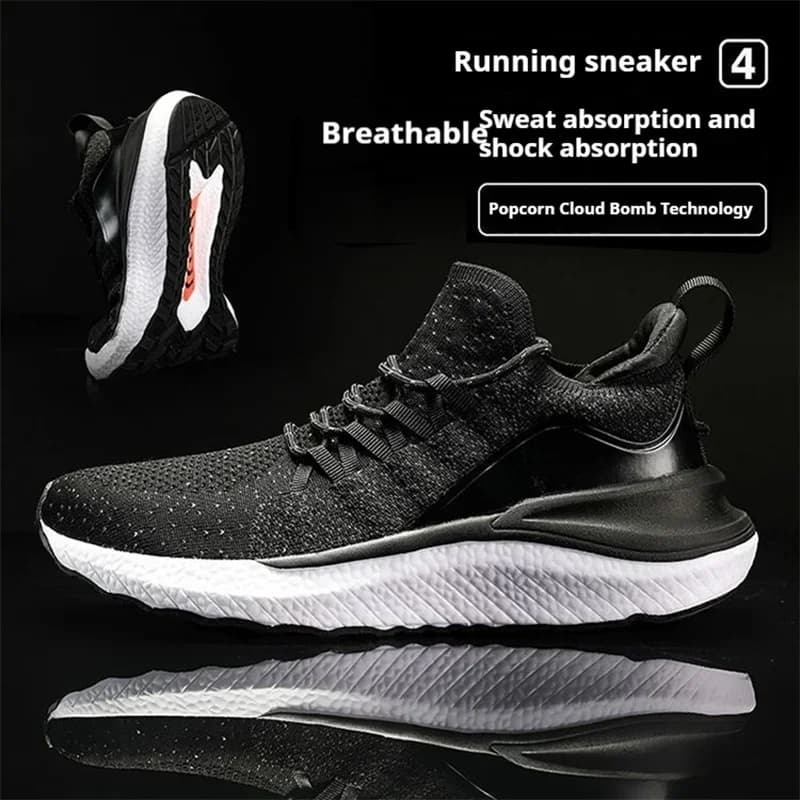 Mijia tênis masculino 4 novos sapatos esportivos moda respirável absorção de choque antiderrapante voando tecido casual masculino tênis de corrida