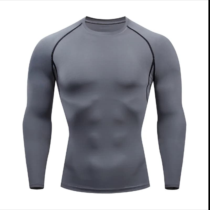 Camiseta Esportiva Masculina 2026 para Musculação, Camisa de Corrida de Secagem Rápida, Top de Compressão de Manga Longa, Camiseta de Academia Masculina, Rashguard Fitness Justa