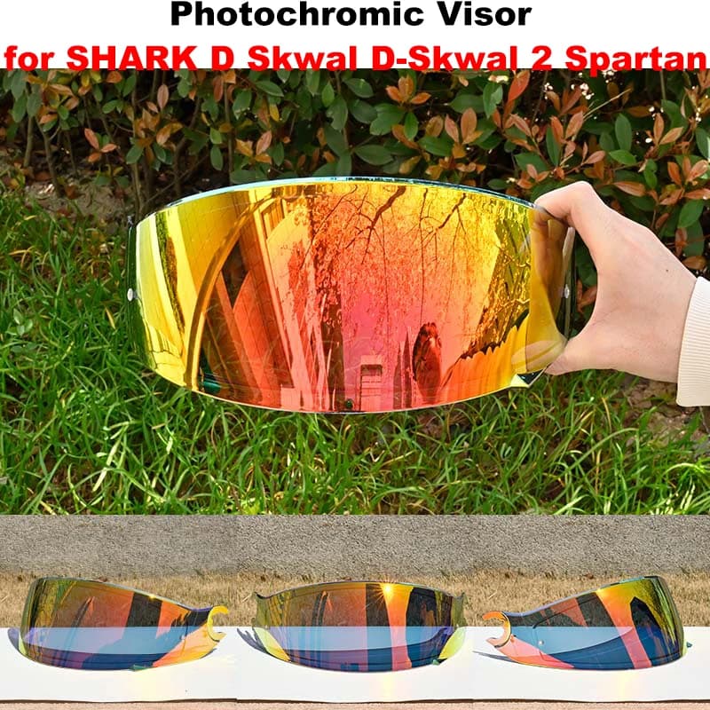 Lentes de viseira de proteção fotocromática para shark d skwal d-skwal 2, viseira de capacete espartano, rosto inteiro, peças de capacete de corrida