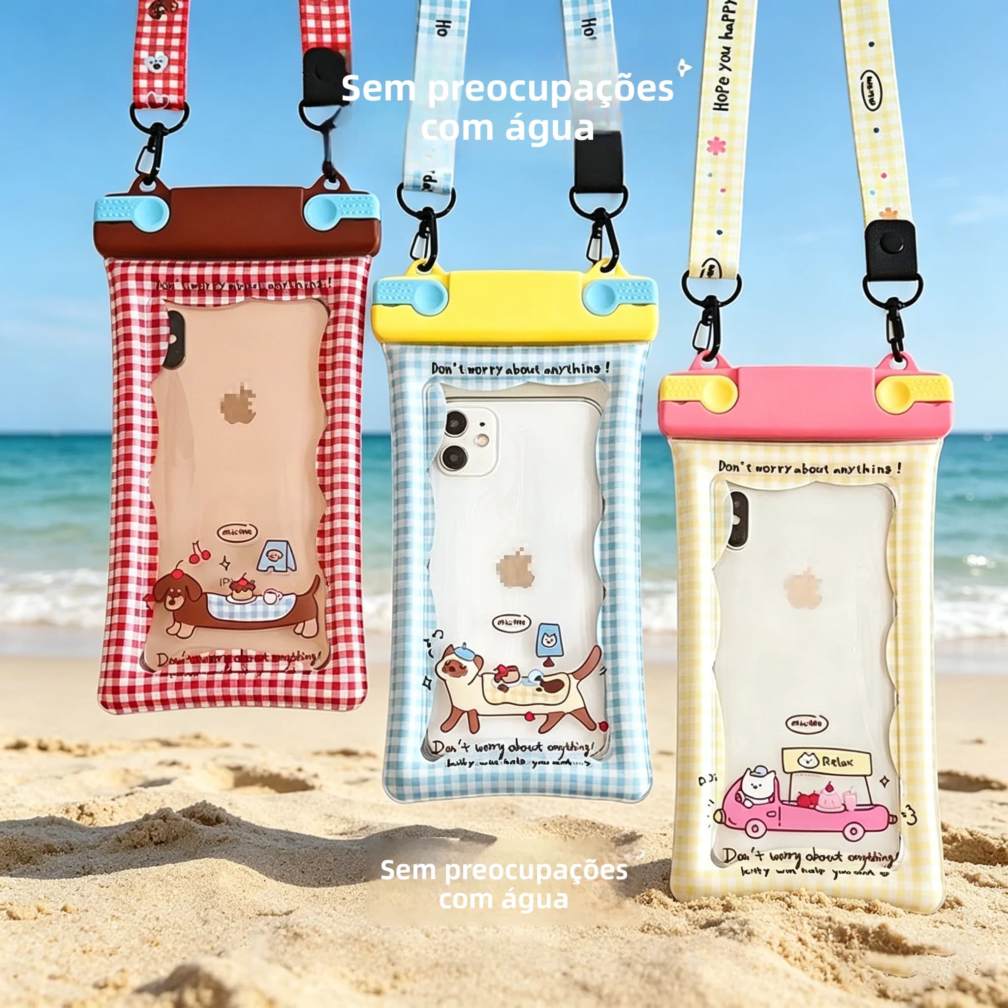 Bolsa à Prova d'Água para Telefone com Tela Sensível ao Toque para Natação, Snorkeling, Mergulho e Parque Aquático, Estojo Du...