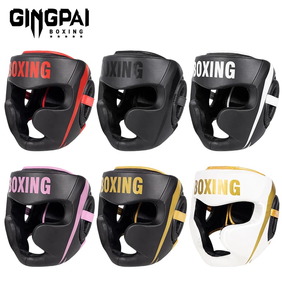 Capacete de boxe de couro, 6 cores, karatê, muay thai, sanda, treinamento, adultos, crianças, capacete, guarda de cabeça, taekwondo, karatê, boxe