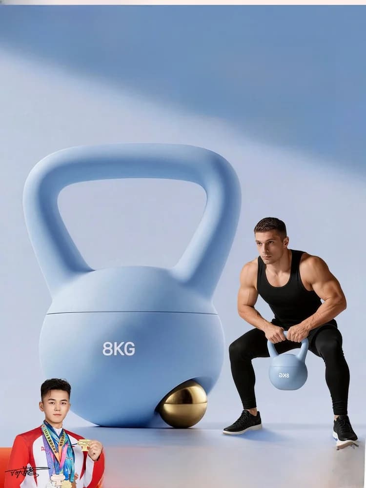 Haltere de Borracha para Fitness Masculino, Kettlebell de 8kg, Equipamento de Academia em Casa para Treinamento de Força do Core