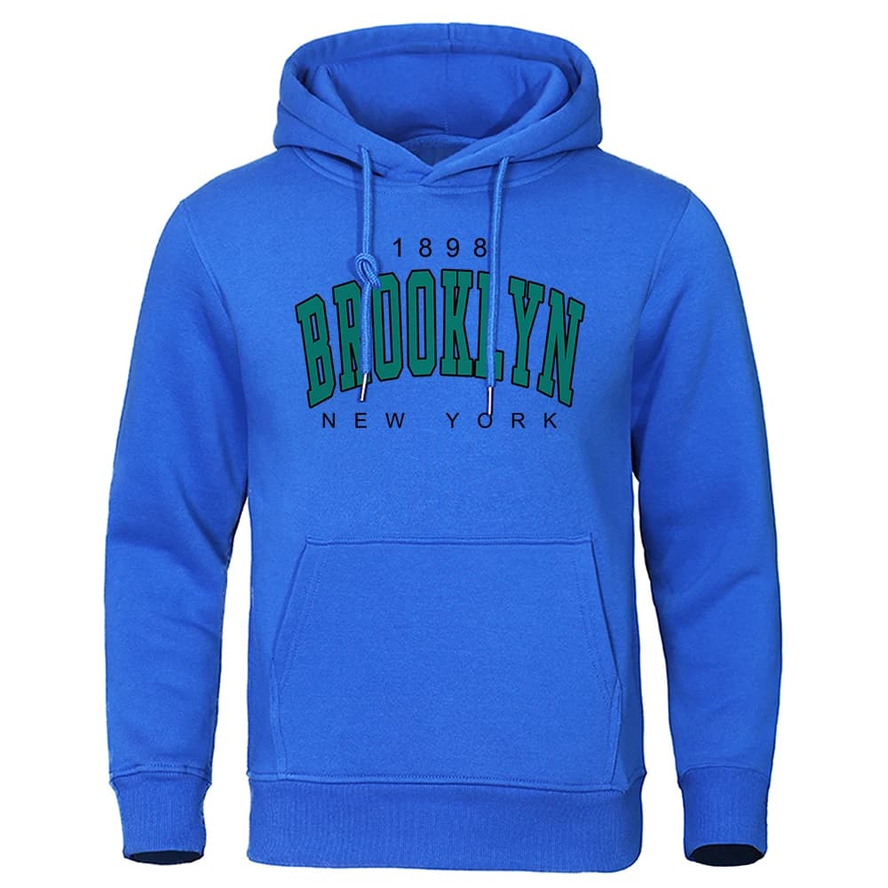 1898 Brooklyn New York Impresso Mens Hoodie Criatividade Crewneck Roupas Moda Oversized Moletom Fashio Crewneck Hoodie Masculino