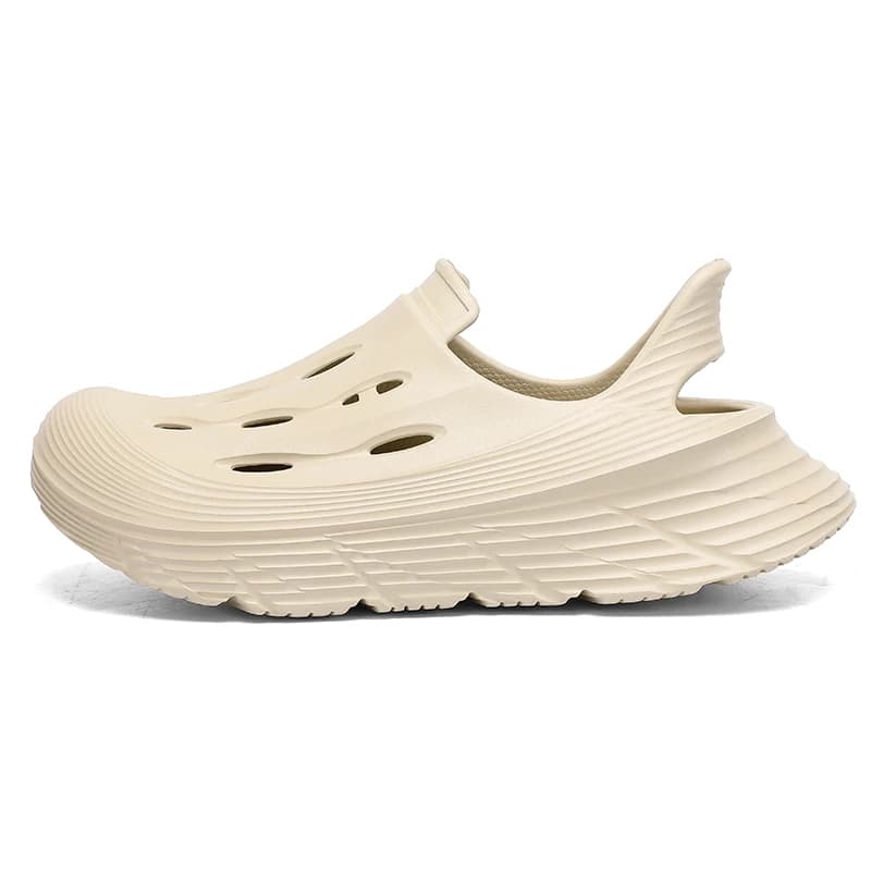 Sandália masculina e feminina em EVA, plataforma fashion, respirável e confortável, cor bege.