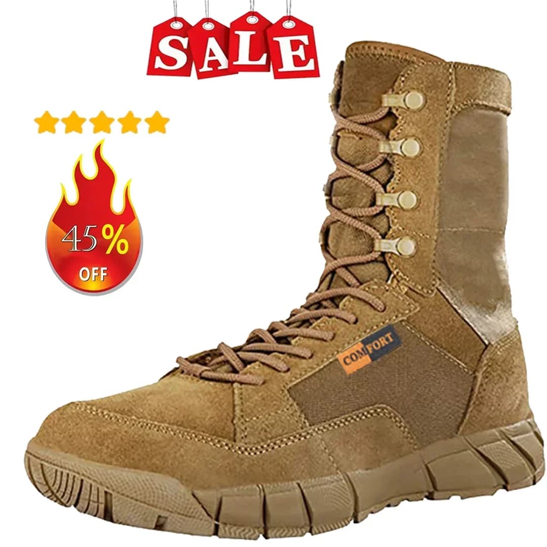 Homens leves sapatos táticos botas de combate treinamento rendas até à prova dwaterproof água ao ar livre botas caminhadas sapato respirável