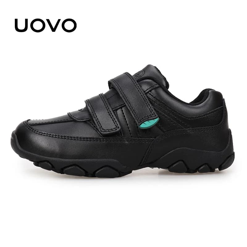 Tênis infantil UOVO 2026 Primavera e Outono, tênis infantil masculino de couro genuíno, calçado casual preto, tamanhos 31-42