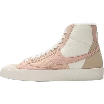 Tênis Nike Blazer Pioneer High Top feminino patchwork rosa claro, bege e branco com solado branco