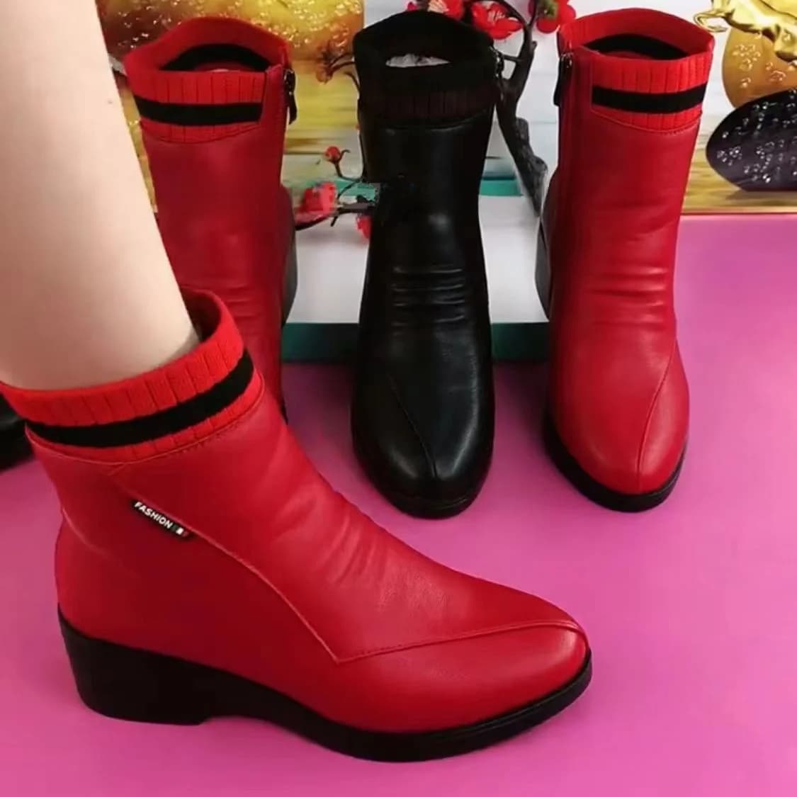 Botas Femininas de Inverno da Moda, Antiderrapantes de Borracha, Resistentes ao Desgaste, Sola Macia, Confortáveis, Sapatos d...