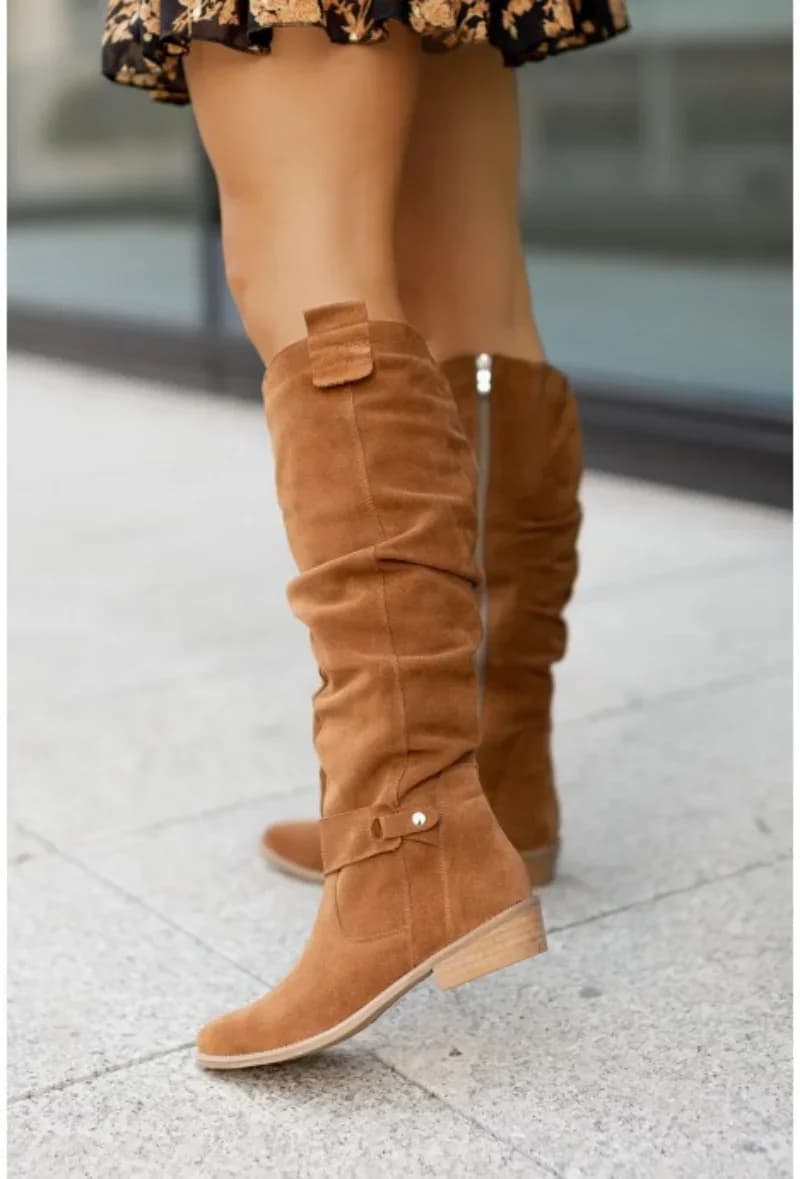 Salto baixo lado zip tamanho 43 camurça coxa alta botas femininas retro mulher botas outono inverno joelho botas altas 2024