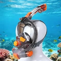 Máscara de Snorkel para Adultos com Proteção Total Contra Névoa 180 °   Máscara de Mergulho Transparente Dobrável com Visão Ampla para Snorkel e Mergulho Subaquático