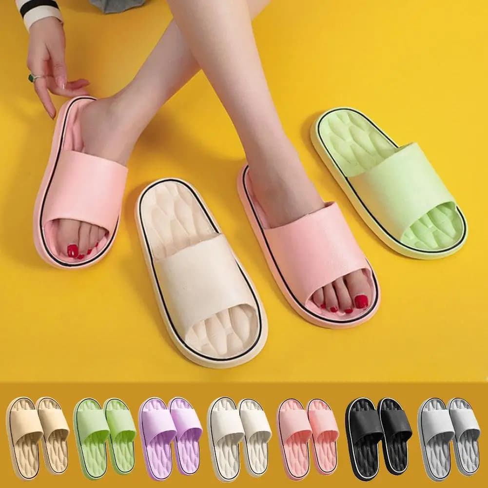 Chinelos com padrão de linha para casal – Slides internos antiderrapantes de verão, sapatos de casa macios de EVA, sandálias de banheiro dele e dela de secagem rápida