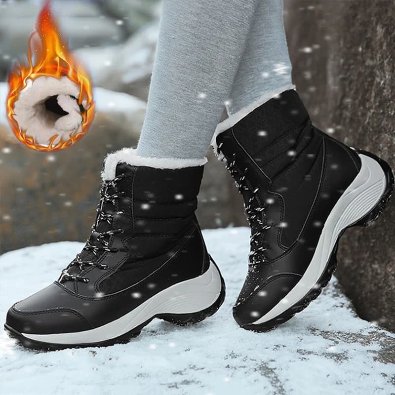 Botas de neve femininas novas senhoras sapatos plataforma mulher plana manter botas quentes senhoras casuais de pelúcia botas mujer sapatos de inverno
