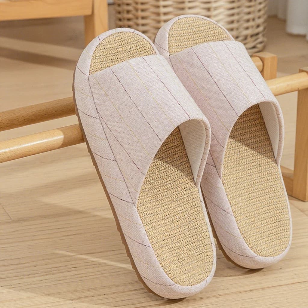 Verão feminino casa chinelos de linho verão apartamentos sapatos sandálias respiráveis confortáveis antiderrapantes macios slides chinelos internos masculinos