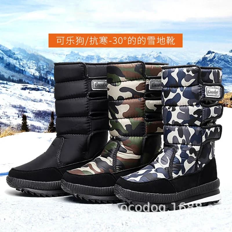 Botas de inverno grossas de pelúcia à prova dwaterproof água antiderrapante botas moda feminina sapatos de inverno botas de pele quente mujer botas de neve plataforma