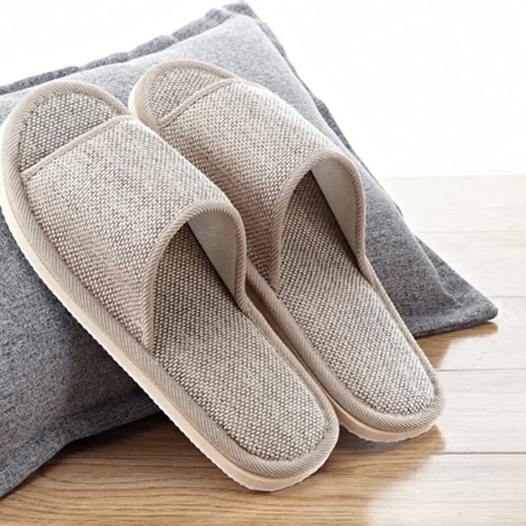 Chinelos de linho para homens e mulheres chinelos de chão interior sapatos planos domésticos chinelos de casa sapatos planos indoor sandálias