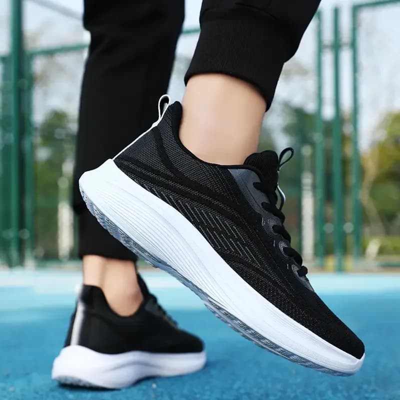 Tênis de verão casual antiderrapante respirável para corrida e caminhada branco e cinza