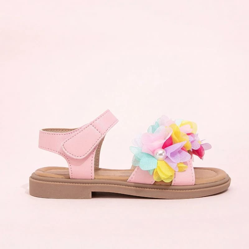 Zapatos moda versátil para meninas 2026 verão novas crianças sandálias de flores conforto antiderrapante meninas sapatos de praia sandálias femininas