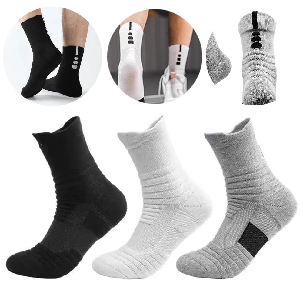 6/3/1 pares meias de compressão masculinas respirável basquete esportes ciclismo meias umidade wicking alta elástica tubo meias