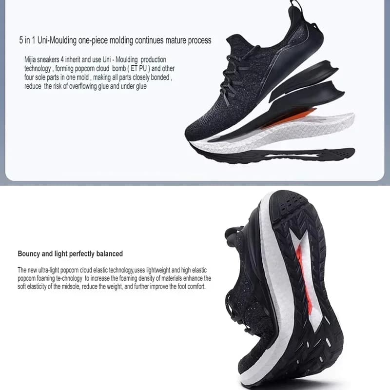 Mijia tênis masculino 4 novos sapatos esportivos moda respirável absorção de choque antiderrapante voando tecido casual masculino tênis de corrida