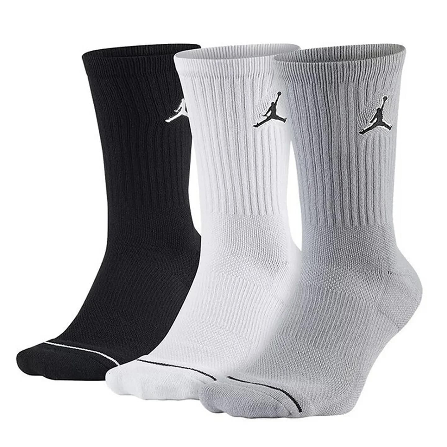 Pacote com 3 meias Nike (NIKE) para homens e mulheres: meias casuais respiráveis ​​para treinamento Air Jordan, meias esportivas até a metade da panturrilha SX5545-019