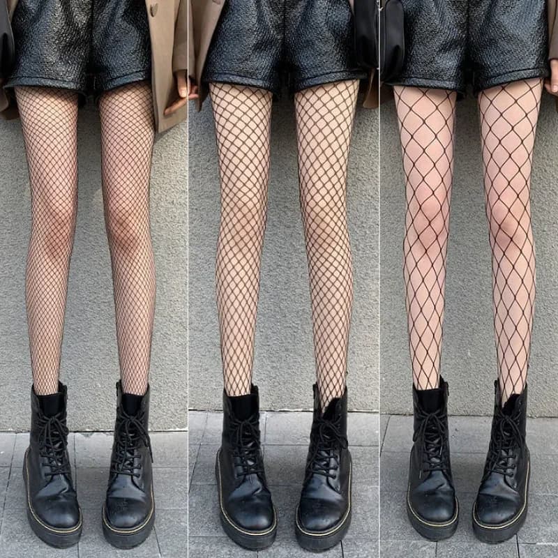 Venda quente verão lolita fishnet corpo meias de peixe net meia-calça malha náilon collants lingerie pele jk fishnet cintura meias