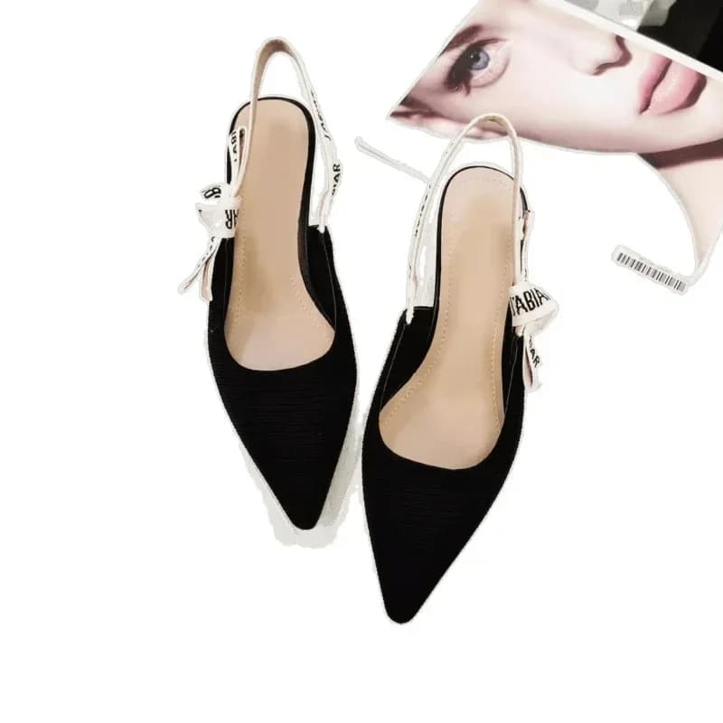 Novas sandálias versáteis femininas moda salto de gato carta sapatos estilo romano meados de salto baixo calçado sexy bombas de festa de luxo