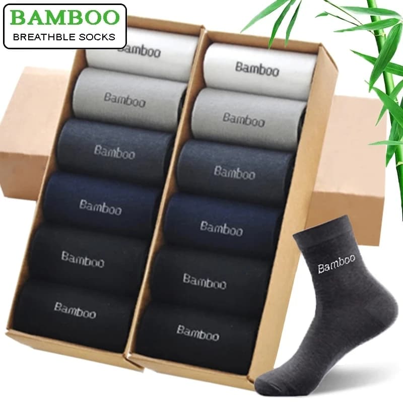 10 pares/lote homens meias de bambu marca confortável respirável casual negócios meias tripulação alta qualidade garantia sox presente masculino