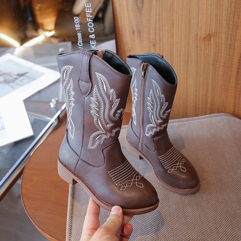 Meninas botas da criança engrenagem de neve meados de bezerro glitter ocidental cowboy bota 2025 outono grande criança equitação meninas botas tamanho 27-36 crianças sapatos