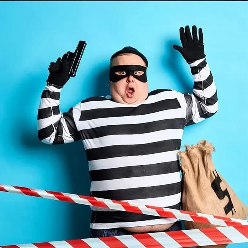 Convict ladrão cosplay traje feminino listra superior meia chapéu de malha luvas saco lona máscara olho prisioneiro carnaval festa outfit