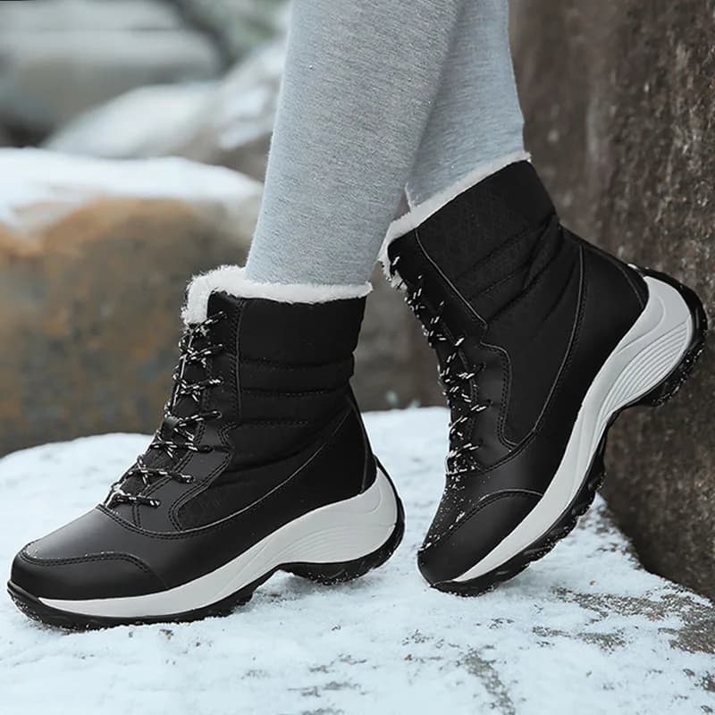 Botas femininas de neve sapatos de moda feminina rendas até sapatos femininos 2025 tendência botas de tornozelo quentes plus size botas mujer inverno senhoras botas