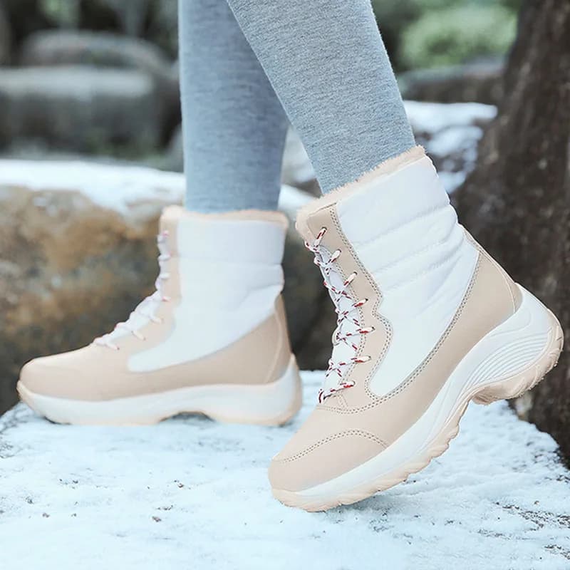 Botas femininas de neve sapatos de moda feminina rendas até sapatos femininos 2025 tendência botas de tornozelo quentes plus size botas mujer inverno senhoras botas