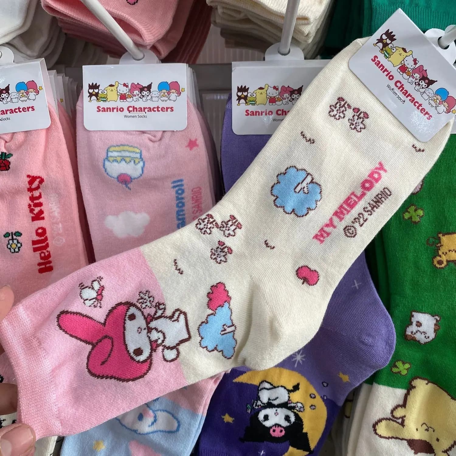 Novas meias sanrio melodia cinnamoroll tubo médio feminino doce dos desenhos animados bonito crianças meias meninas meias da menina