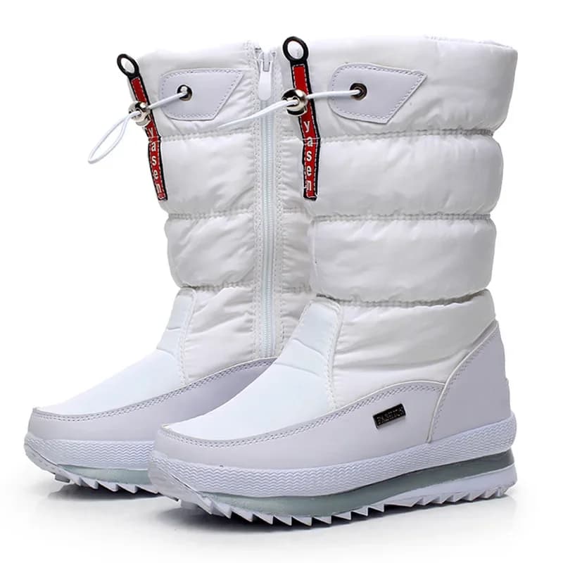 Moda quente botas femininas botas de neve plataforma botas de inverno à prova dwaterproof água antiderrapante botas de pele de pelúcia meados de bezerro botas mujer