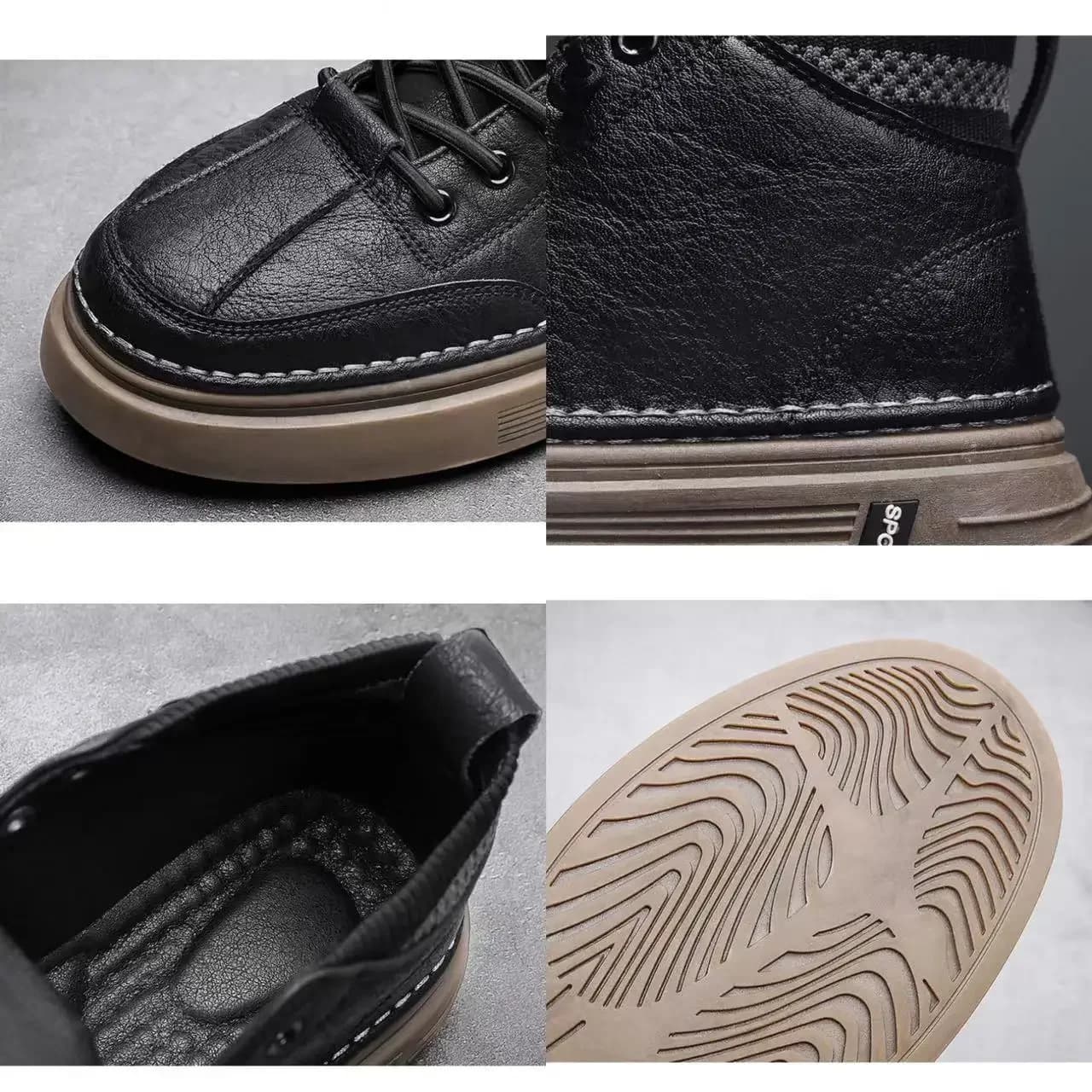 Tendência masculina sapatos casuais de couro 2025 novos sapatos para homens de alta qualidade preto casual masculino tênis plataforma botas de tornozelo tênis masculino