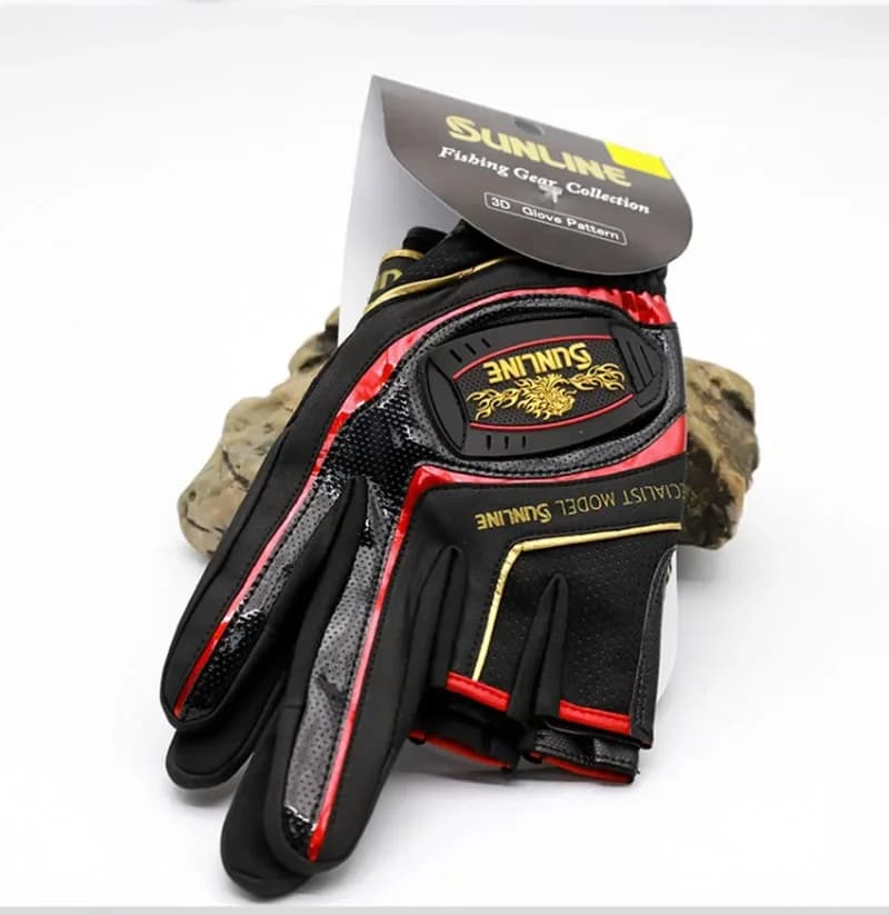 2023 nova sunline masculino couro antiderrapante 3/5 meio dedo corte luvas de pesca esportes caminhadas ciclismo pesca luvas resistentes ao desgaste