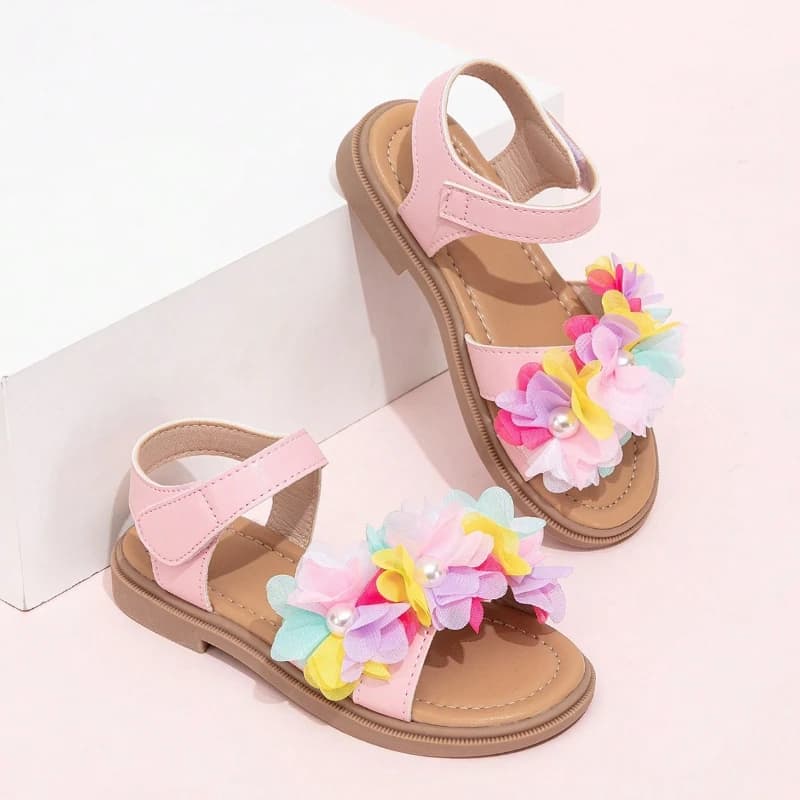 Zapatos moda versátil para meninas 2026 verão novas crianças sandálias de flores conforto antiderrapante meninas sapatos de praia sandálias femininas