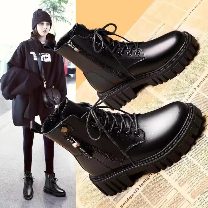 Botas femininas com zíper de plataforma com cadarço, sapatos quentes de inverno, botas macias, moda feminina, novo, 2022