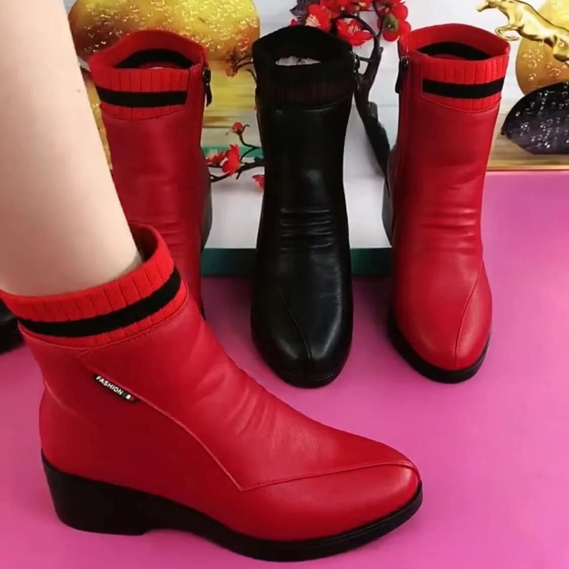 Botas Femininas de Inverno da Moda, Antiderrapantes de Borracha, Resistentes ao Desgaste, Sola Macia, Confortáveis, Sapatos d...