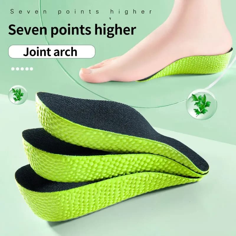 1 par de palmilhas para aumento de altura, sapatos masculinos e femininos, pés planos, suporte de arco, palmilhas ortopédicas, tênis, elevador de calcanhar, meia almofada de sapato