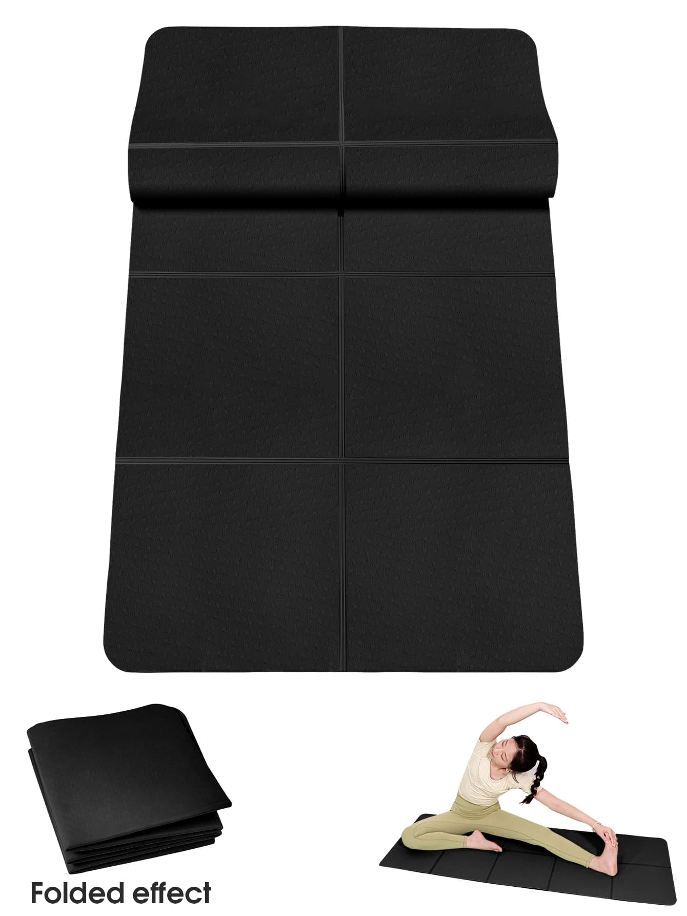 Tapete de yoga profissional portátil dobrável tapete esportivo material tpe seguro eco-amigável odor-livre adequado para viagens em casa