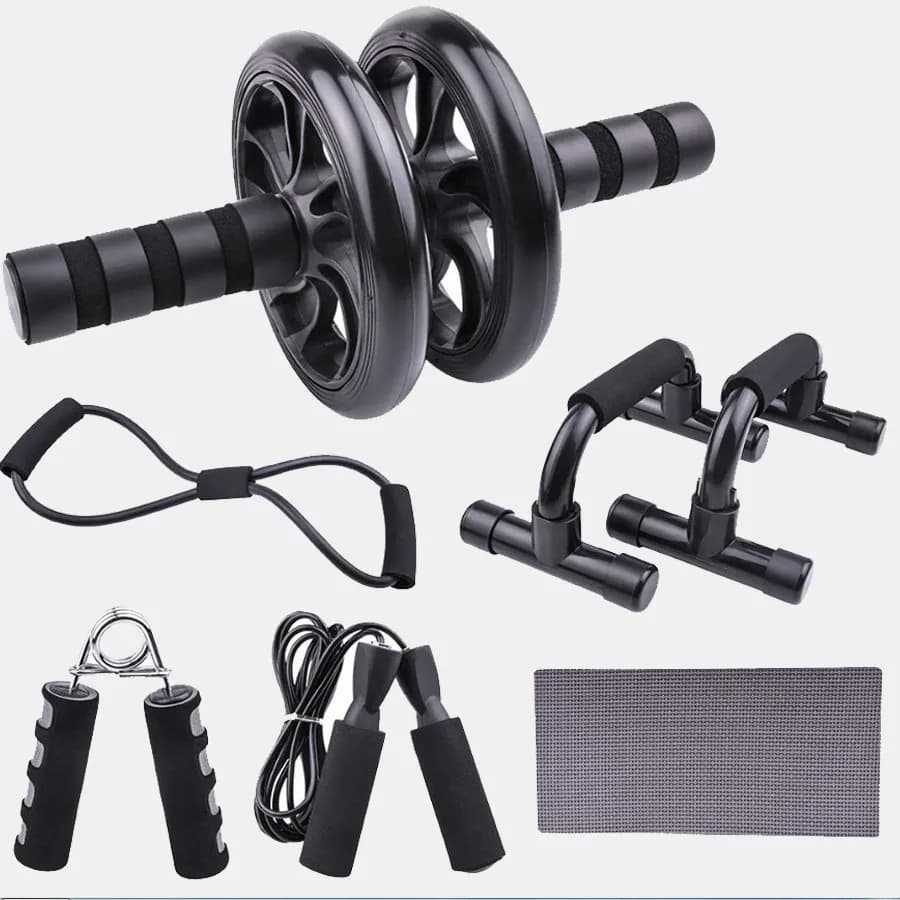 Conjunto de 7 peças de roda de fitness abdominal, produto esportivo interno, suporte push up, roda ab, equipamento de fitness multifuncional doméstico
