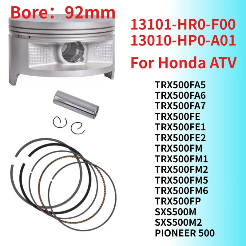 13010-HP0-A01 para Motores de Quadriciclo HONDA, Kits de Anéis de Pistão 92mm TRX500 TRX500FA TRX500FE TRX500FM SXS500M 13101-HR0-F00