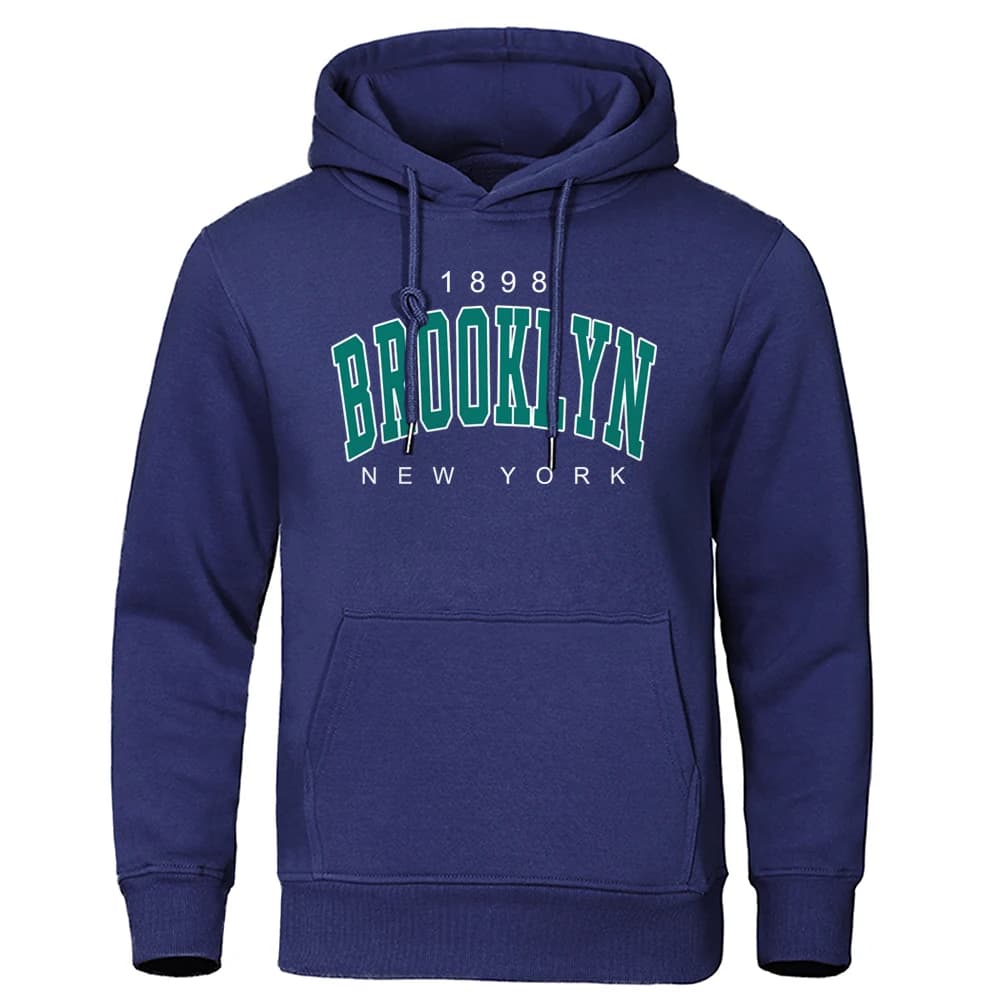1898 Brooklyn New York Impresso Mens Hoodie Criatividade Crewneck Roupas Moda Oversized Moletom Fashio Crewneck Hoodie Masculino
